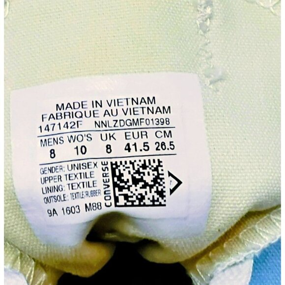 Converse All Star Low-Top Canvas Sneakers Turquoise Womens Size 8 Mens Size 10 U - Picture 5 of 7